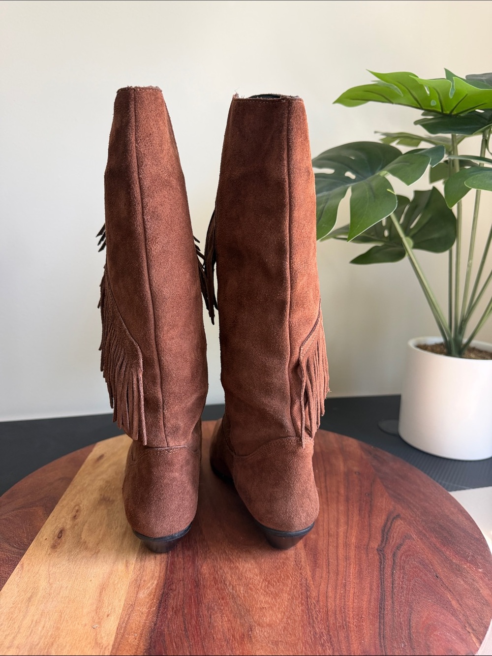 Vintage Gianni Brown Leather Fringe Western Boots Women’s Size 7 - Picture 7 of 10